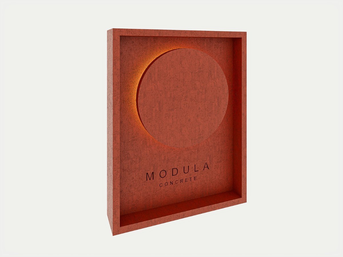 UMBRA — objeto de pared con halo de luz, edición terracota